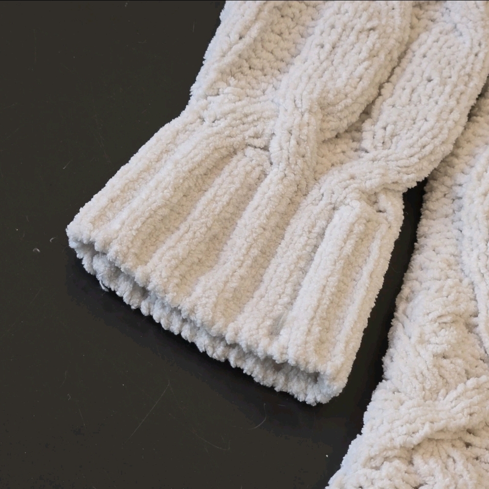 Open Cardigan Sweater S Cream Chunky Knit Thick Waffle Fisherman Derek Heart - Picture 10 of 13